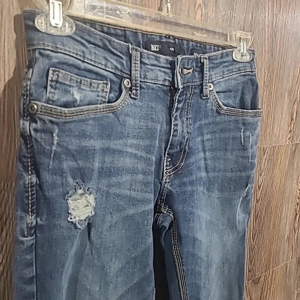 BKE Buckle Alec Slim Straight Jeans Men's Size 30 x 30 Medium Wash Distressed